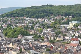 view of the old town among the plants in Germany