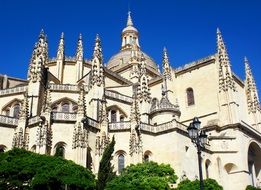 cathedral with towers and spiers in spain