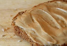 bread and peanut paste for breakfast