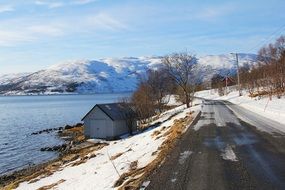 rural landscape at winter, norway, KvalÃ¸ya