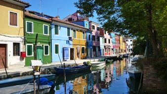 colorful facades of buildings in Burano