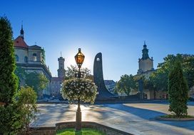 Center of old city at summer morning, Ukraine, Lviv