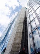 Frankfurt skyscraper clouds in the mirror