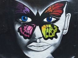 Graffiti, face, Butterfly