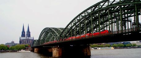 railway bridge over the river in cologne