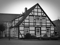 Fachwerkhaus in black and white image