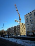 crane at construction site in Vantaa, Finland