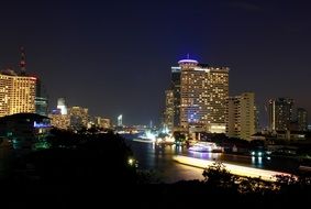 Bangkok Thailand skyscraper illuminated