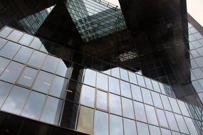 facade of a modern glass building close-up