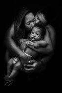 black and white photo of a family