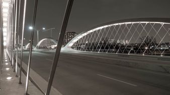 Beautiful Bridge Structure with lights at night in Fort Worth, Texas