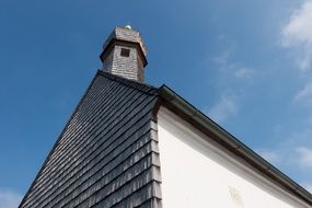 wooden roof tiles in the chapel