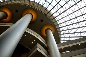 interior in the hall in a glass roof