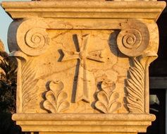 cross symbol on column, Cyprus, Agios Epifanios