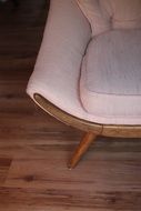 pink chair wood leg