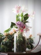 beautiful flowers in a transparent vase