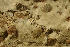 stone wall in cracks close up