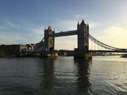 distant view of London Bridge at dusk, uk