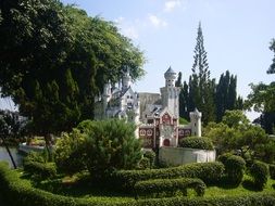 castle in green gardens