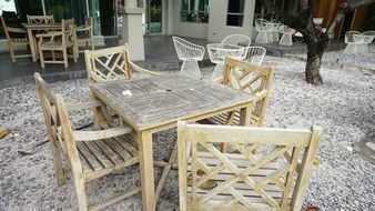 Wooden chairs and table