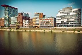 DÃ¼sseldorf harbour with the buildings