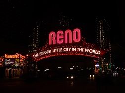 red signboard in lights in nevada at night