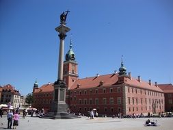 landscape of sigismund's column at royal castle, Poland, Warsaw