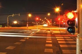 strikingly beautiful traffic Lights at night