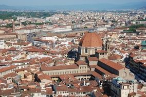 bird's eye view of the church and buildings in florence