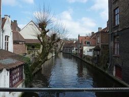 Architecture of Brugge along the canal