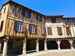 medieval half-timbered house facades