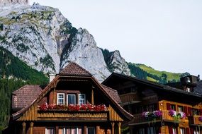 Swiss farmhouse in the mountains