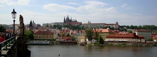 panoramic view of the waterfront in Prague