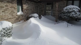 snow near the house