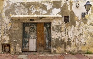 weathered wall with door in Cartagena