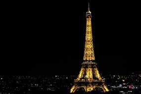 Eiffel Tower at night in France