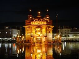 night illumination of the Golden Temple in Amritsar, India