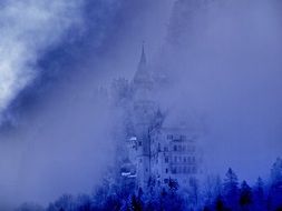 castle in the fog in germany