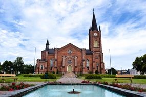 fountain near the brick church