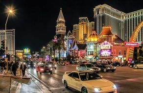 busy night street in vegas