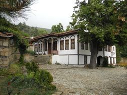 white house among green trees in bulgaria