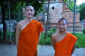 novice buddhist monks at temple