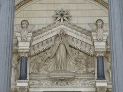 mother of god on the facade of lyon cathedral
