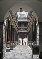 wooden structure in the town hall