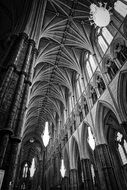 cathedral ceiling black and white