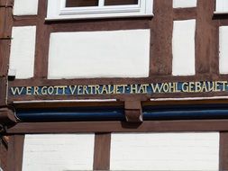 inscription on the timber framed house in lower saxony