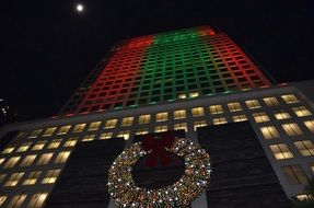 decoration of Christmas Lights on a building