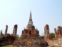 stupa among ruins, thailand, bangkok