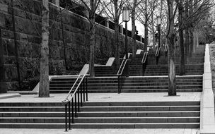 black and white photo of stairs in washington