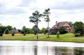 Houses at the river in the countryside